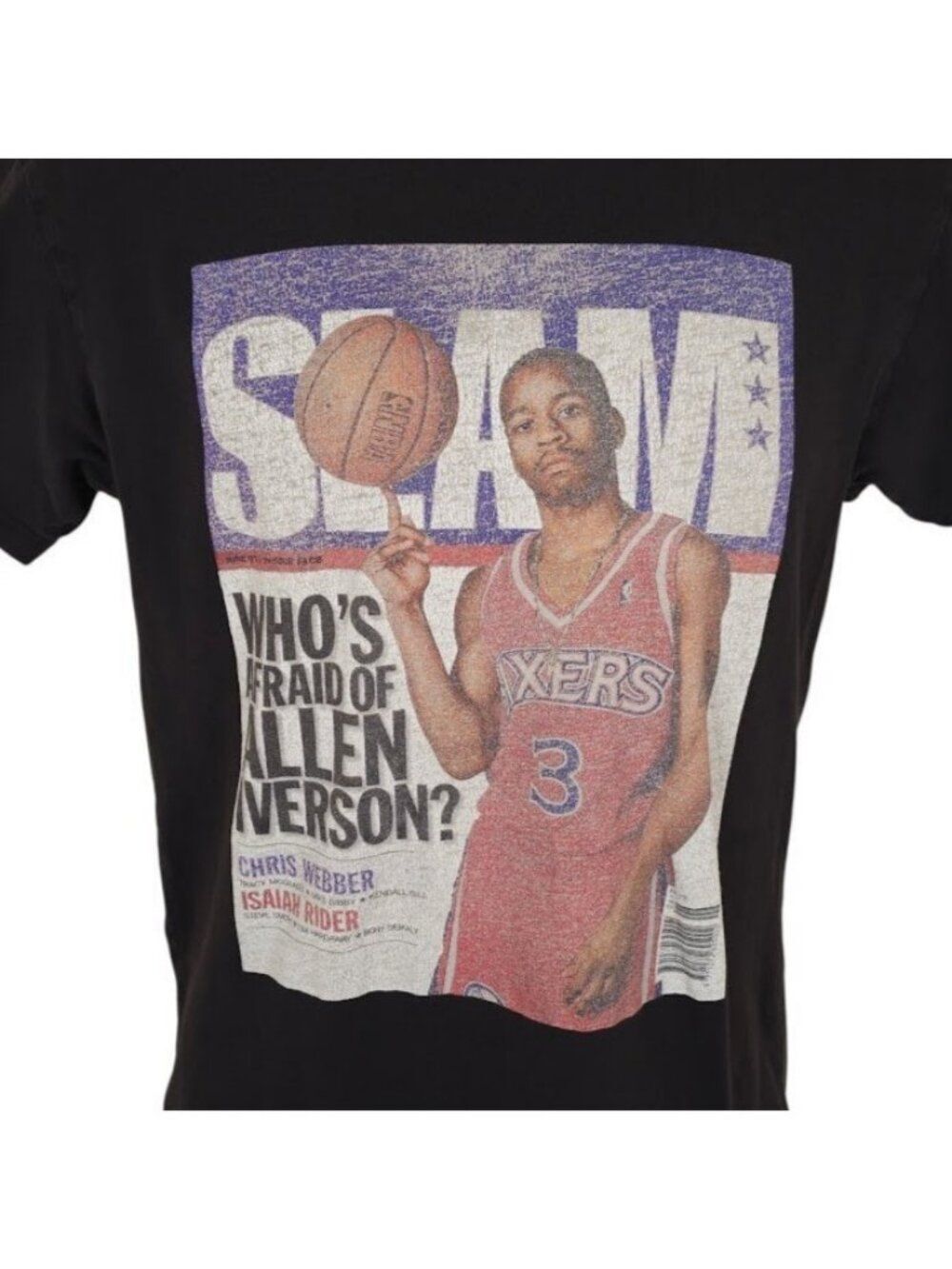 Allen Iverson T Shirt Mens Size Small Black Philadelphia 76ers Slam Magazine